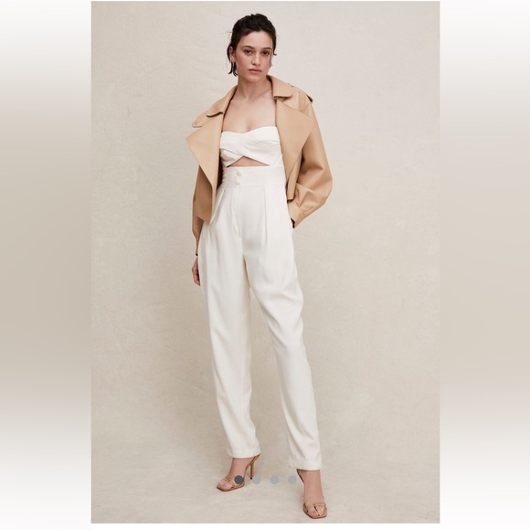 Sabina Musayev “Rosa” Jumpsuit in Off White – Cutout Bodice & Lace-Up Back XS✨ - Picture 2 of 15